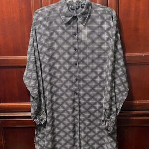 Revue vintage sheer Black and White designed plus size 3X duster coverup